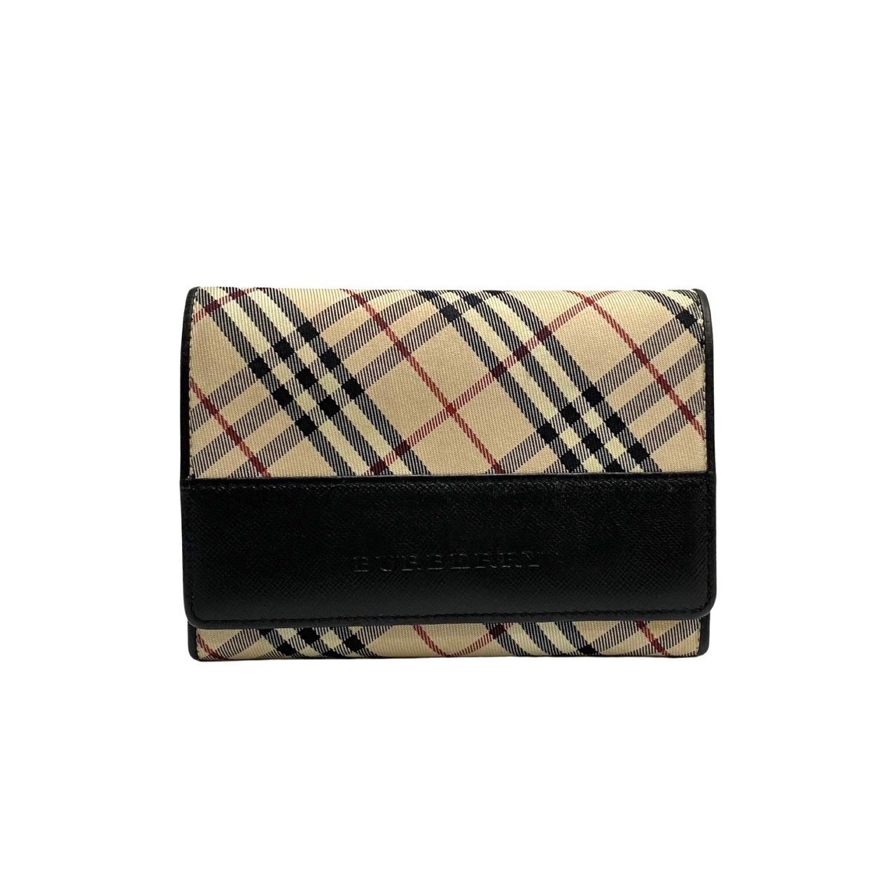 極 美品 BURBERRY バーバリー ノバチェック ロゴ ナイロン レザー 本革