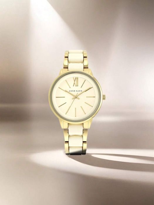 腕時計 レディース クォーツ レディースアイボリー樹脂ブレスレットウォッチ シンプルなカジュアルスタイルのレディースクォーツウォッチ 調節 な樹脂とゴールドトーンのバンド付き 防水アナログウォッチ 普段使いやフォ