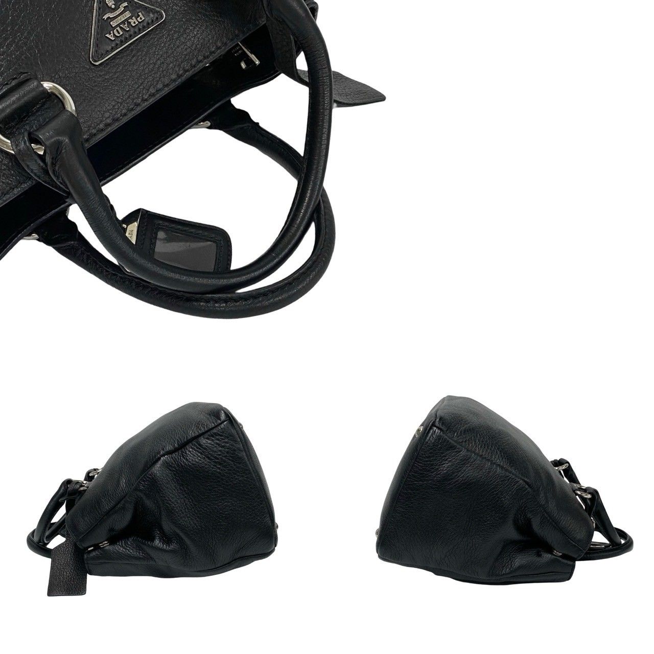 極 美品 希少品 PRADA プラダ 三角ロゴ 金具 レザー 本革 2way