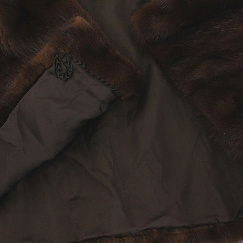 ノーブランド 毛皮コート ミンクファー ハーフ アウター 13 茶 /YM  