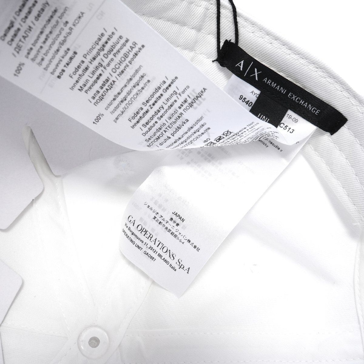 ARMANI EXCHANGE A|Xロゴ ベースボール パネル キャップ 白 2025◇最新作◇ A|X ARMANI EXCHANGE◇アルマーニ