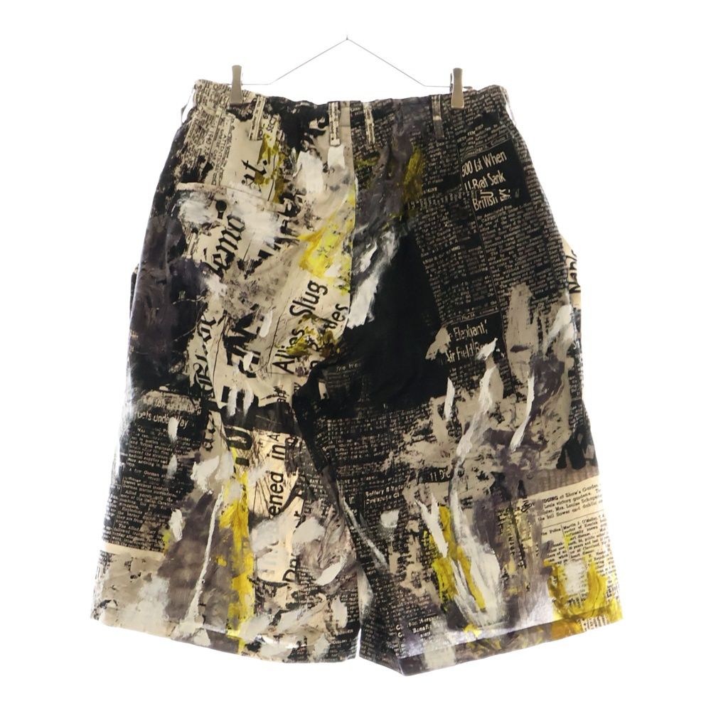 ヨウジヤマモト2022SS ペイントニュースペーパー ハーフパンツ ヨウジヤマモト 2022SS YUUKA ASAKURA PAINT NEWSPAPER SIDE PLASH