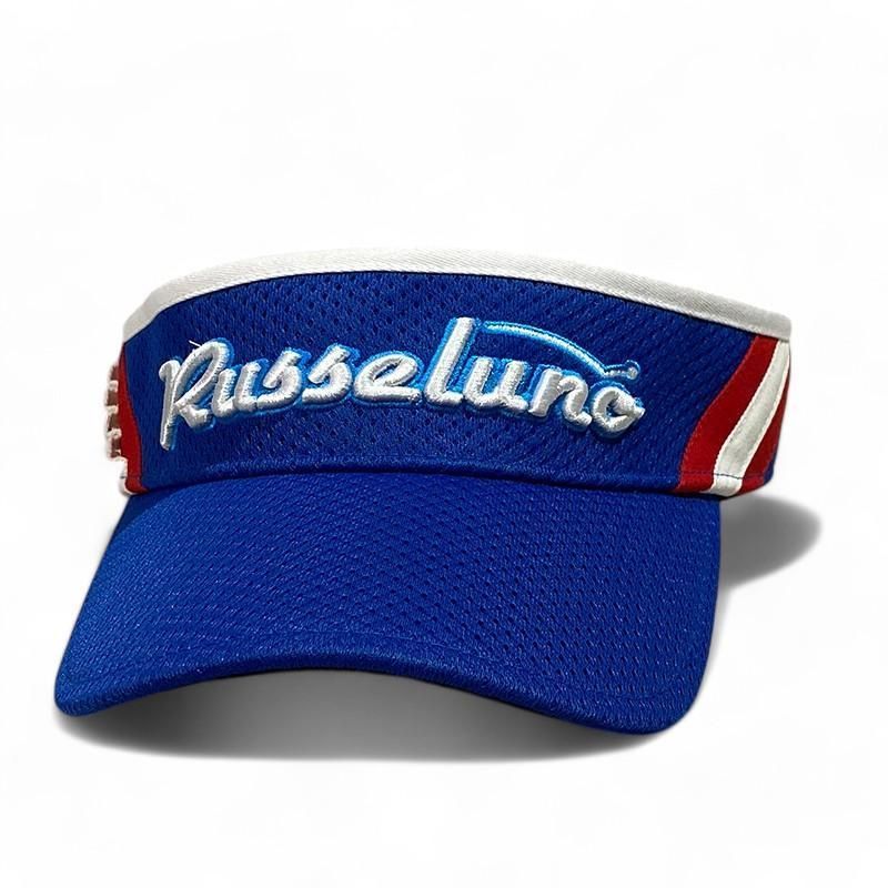 Russeluno ラッセルノ ロゴ メッシュ サンバイザー ブルー 美品 RUSSELUNO ラッセルノ サンバイザー メッシュ ブルー F
