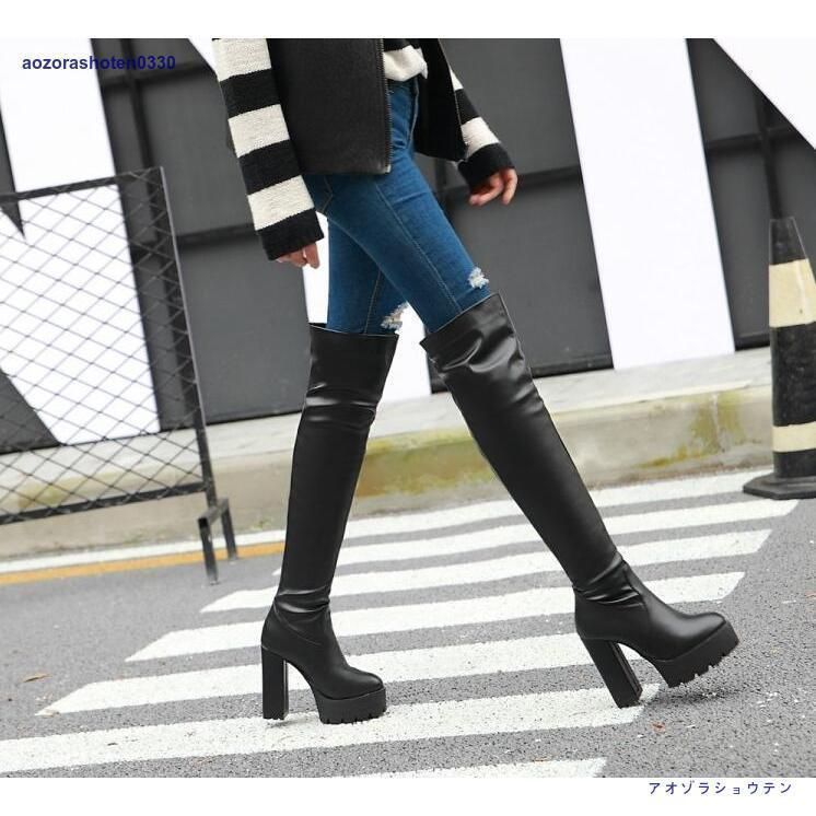 ニーハイブーツ ロングブーツ ピンヒール サイハイブーツ レディース スリム 7センチ ハイヒール 宴会 長ブーツ ポインテッドトゥ 長靴 ストレッチ 美脚 脚長