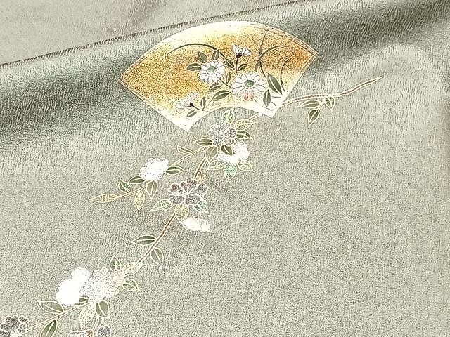 平和屋着物□訪問着 地紙花シルエット 暈し染め 金銀彩 正絹