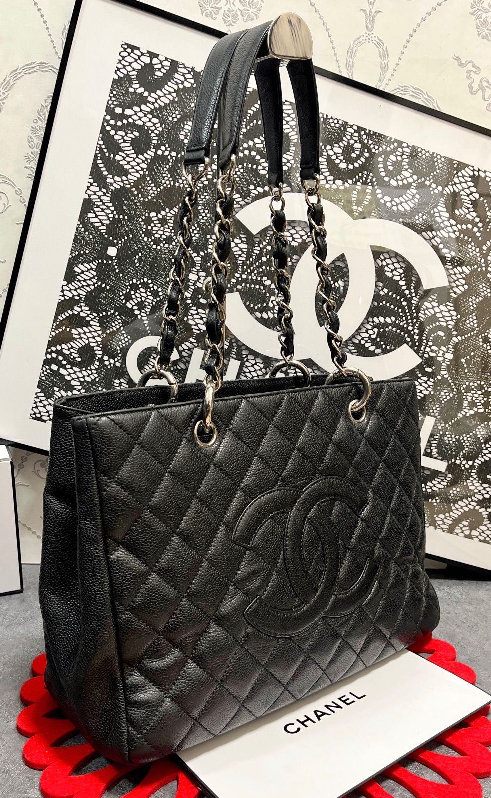 極上美品 CHANEL ★ シャネル GST グランドショッピング トート トートバッグ マトラッセ ヴィンテージ キャビアスキン 416