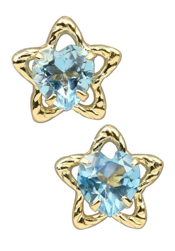 四葉のクローバー] 星 ピアス ブルートパーズ K10 10金 ゴールド