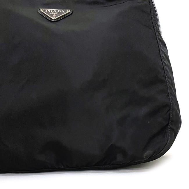プラダ ショルダーバッグ ブラック シルバー テスート B6675F 美品 