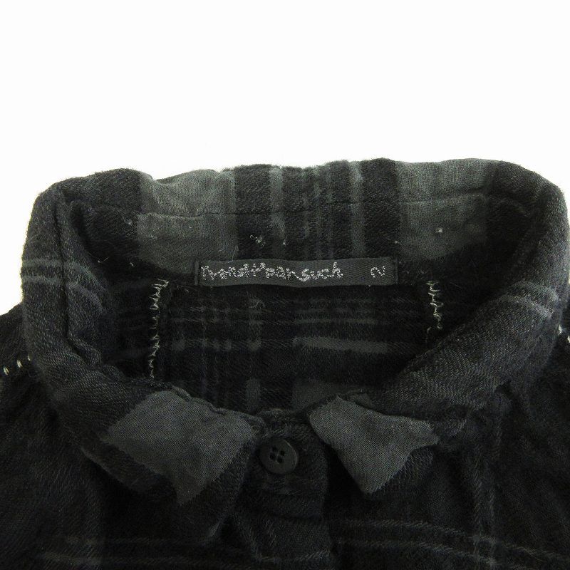 トランジット パーサッチ TRANSIT PAR SUCH ロングシャツ 長袖 チェック ウール 黒 ブラック レディース トランジット パーサッチ TRANSIT PAR SUCH ロングシャツ 長袖