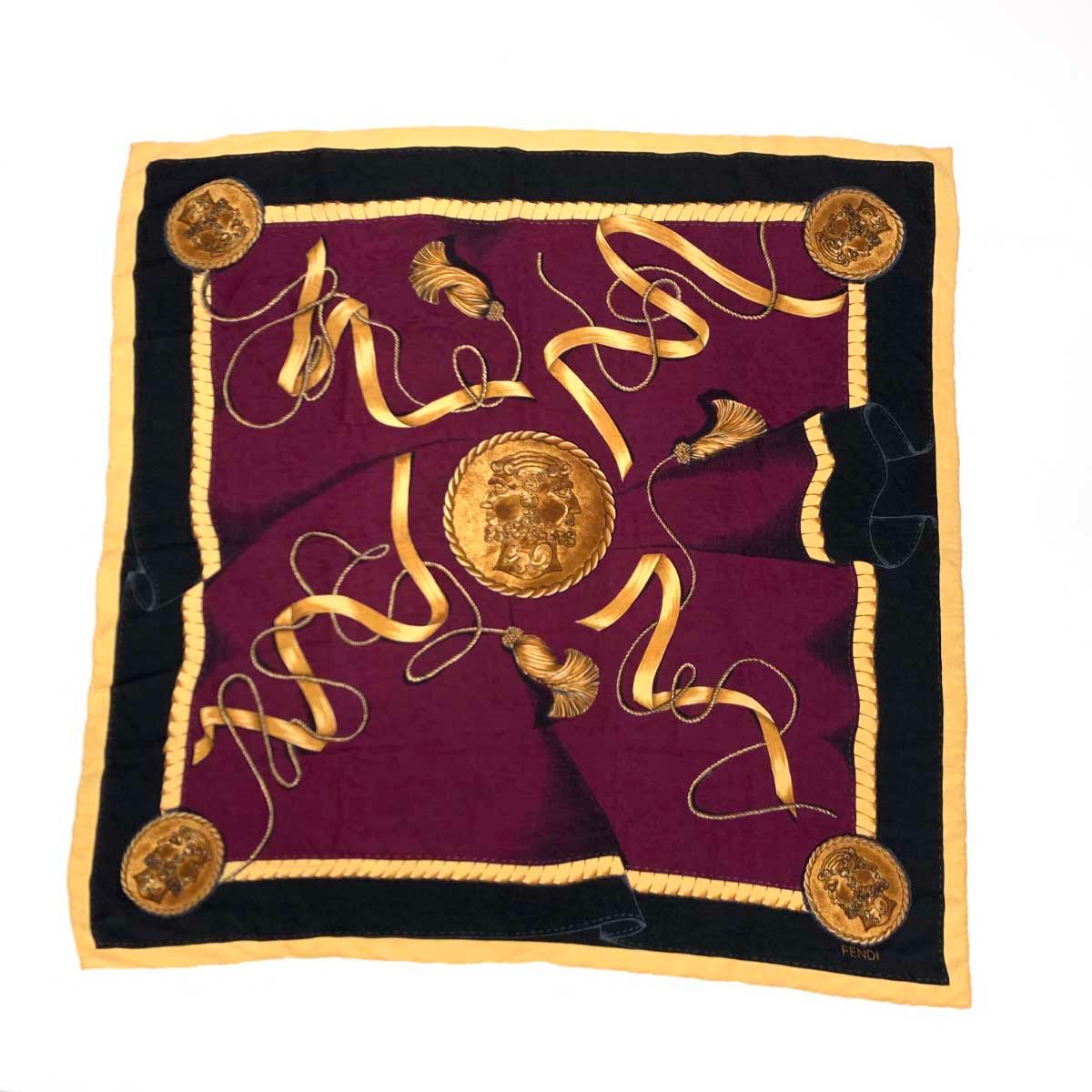 FENDI フェンディ スカーフ パープル ウール70％ シルク30