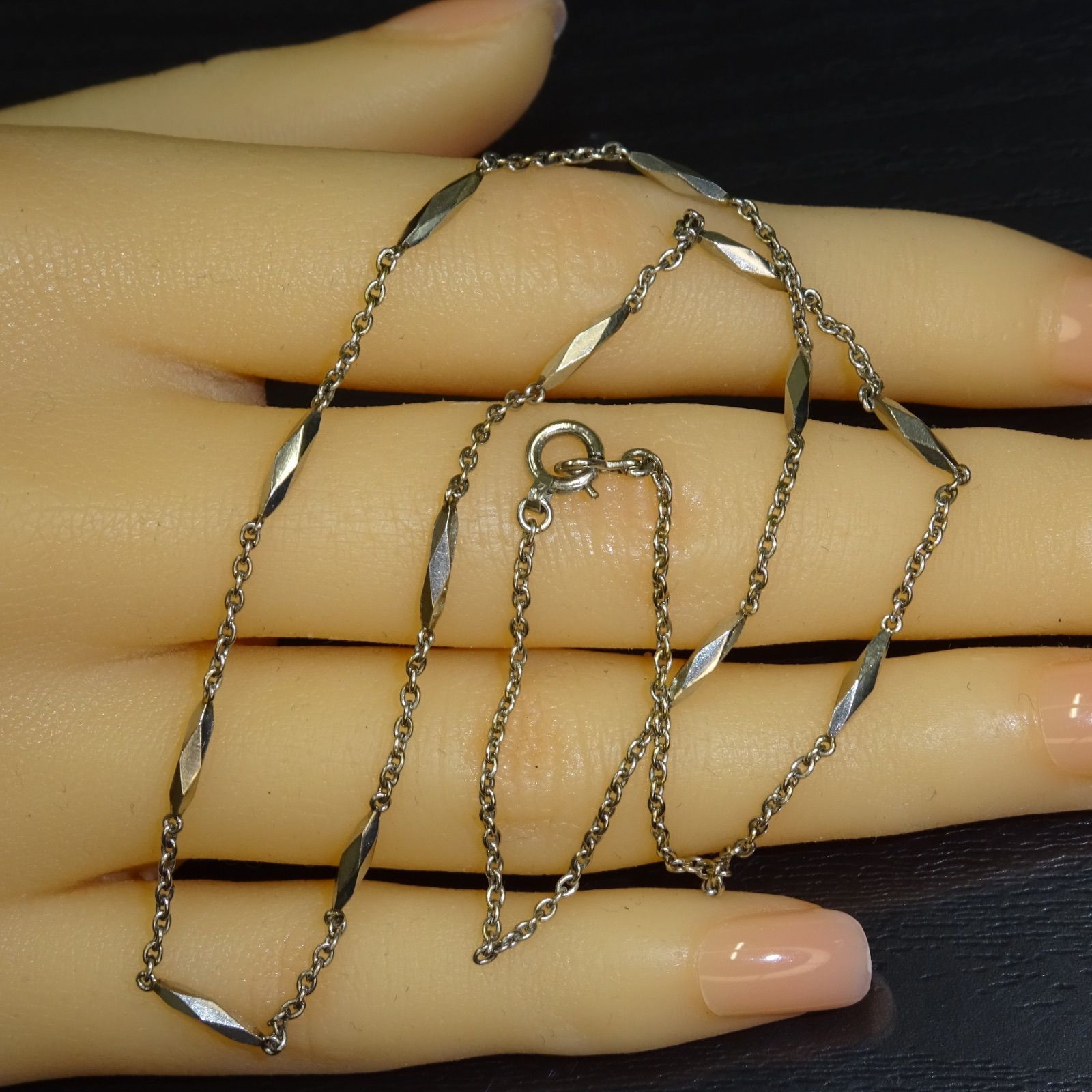 プラチナ PM 切子 キリコ デザイン チェーン ネックレス 40.0cm 総重量