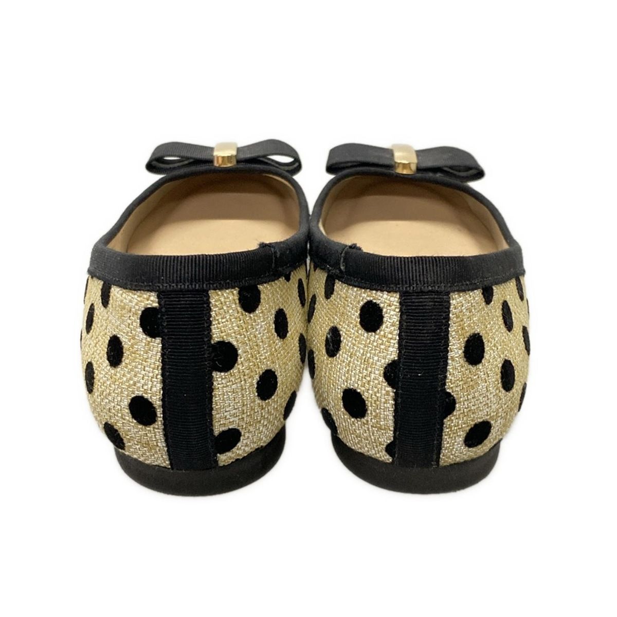 DIANA ベージュ ブラック リボン フラットシューズ DIANA ベージュ ブラック リボン フラットシューズ DIANA ベージュ