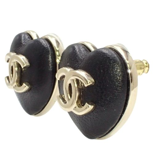 シャネル CHANEL ココマーク ハート ピアス ラムスキン/メタル