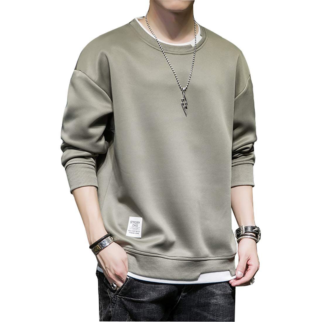 【数量限定】トップス プルオーバー カジュアル シルエット ゆったり おしゃれ 春秋服 長袖 大きい Tシャツ パーカー サイズ メンズ トレーナー 服 [foveitaa]