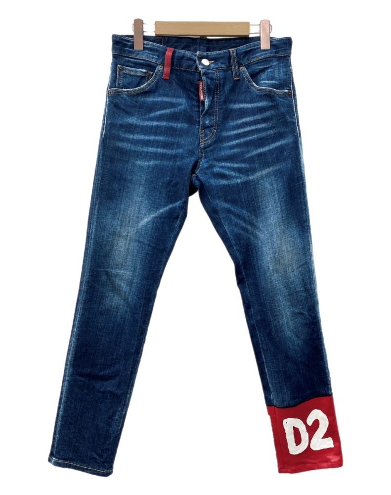 訳あり美品❤ ディースクエアード ペイント加工 デニムパンツ ジーンズ 38 ディースクエアード DSQUARED2 Blue With Paint Pattern