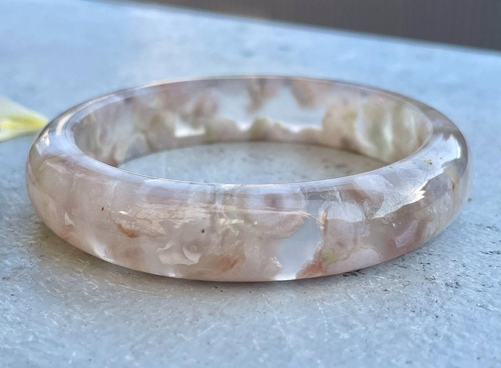 高品質 桜瑪瑙 チェリーブロッサムアゲート バングル ブレスレット 