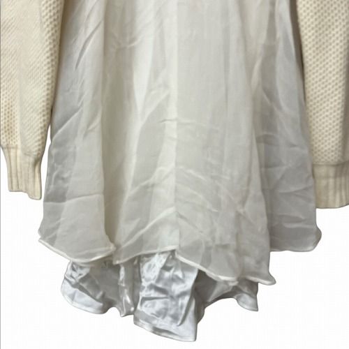 サカイ sacai 12SS ニット セーター ドレス バックキャミソール切替 シフォン ベージュ オフホワイト 12-01663 ■GY41 レディース サカイ sacai 12SS ニット セーター ドレス バックキャミソール