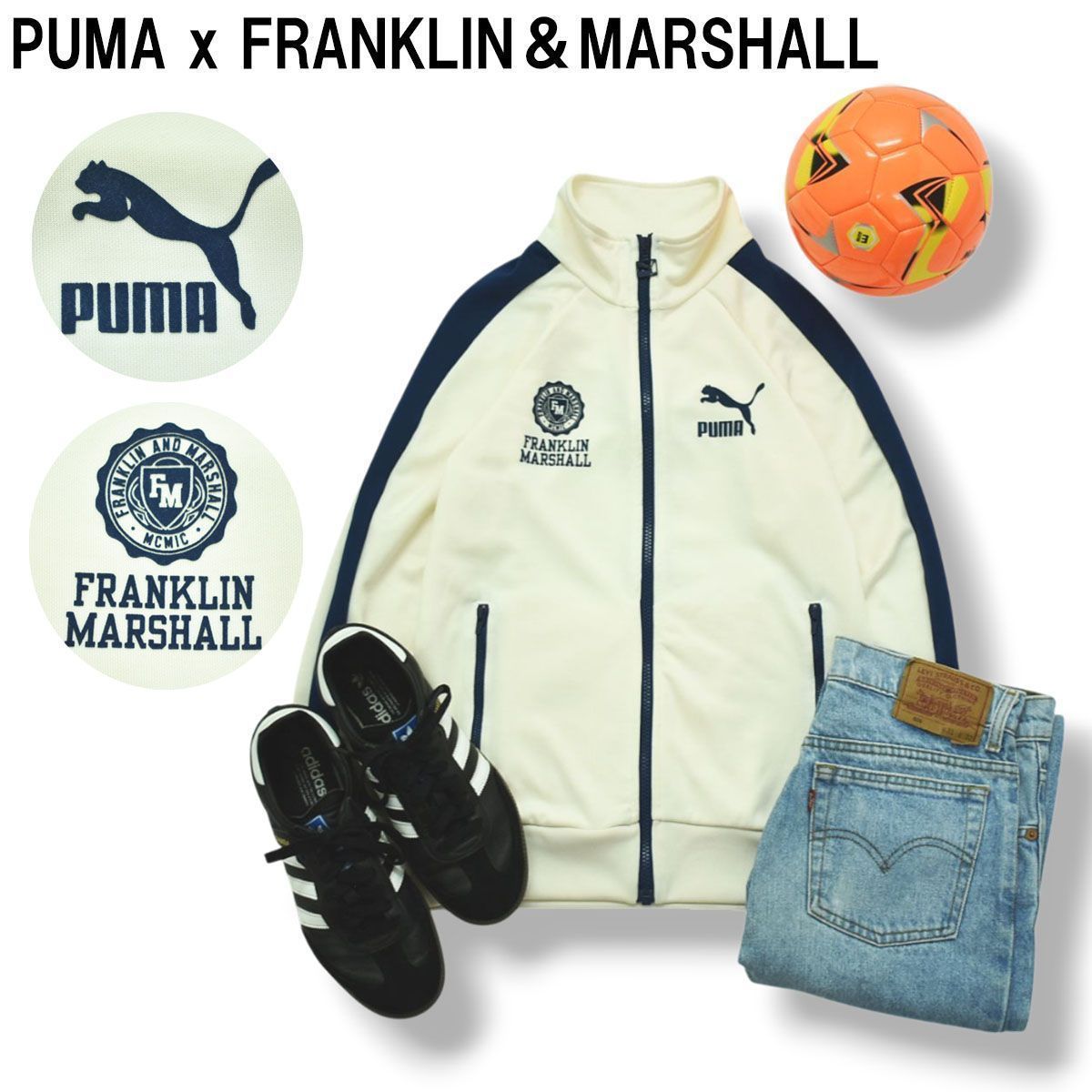 希少✨PUMA フランクリン マーシャル コラボ トラックジャケット 黒 UKL コラボアイテム】 プーマ x フランクリンマーシャル PUMA x FRANKLIN