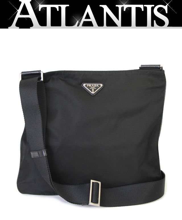 プラダ PRADA マチ無し ショルダーバッグ ナイロン 黒 【71064