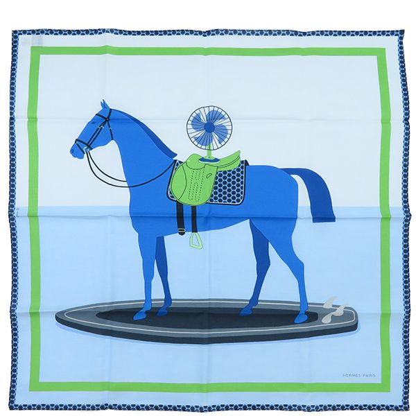 エルメス HERMES スカーフ カレ65 CARRE コットン シルク シエル