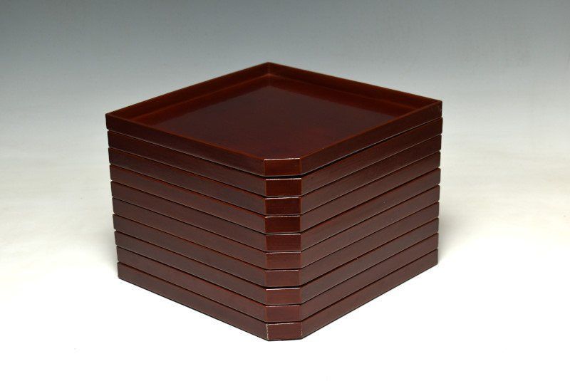 蔵A3355a 平安象彦 一閑溜塗 会席膳 十客 共箱