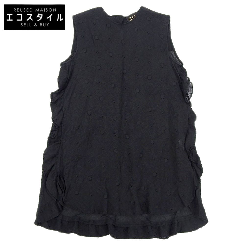 PALE JUTE ペールジュート Pale Jute ペールジュート リネン ドット スリーブレス シアーブラウス トップス レディース 黒 ブラック F PJ-2025SS-16 F