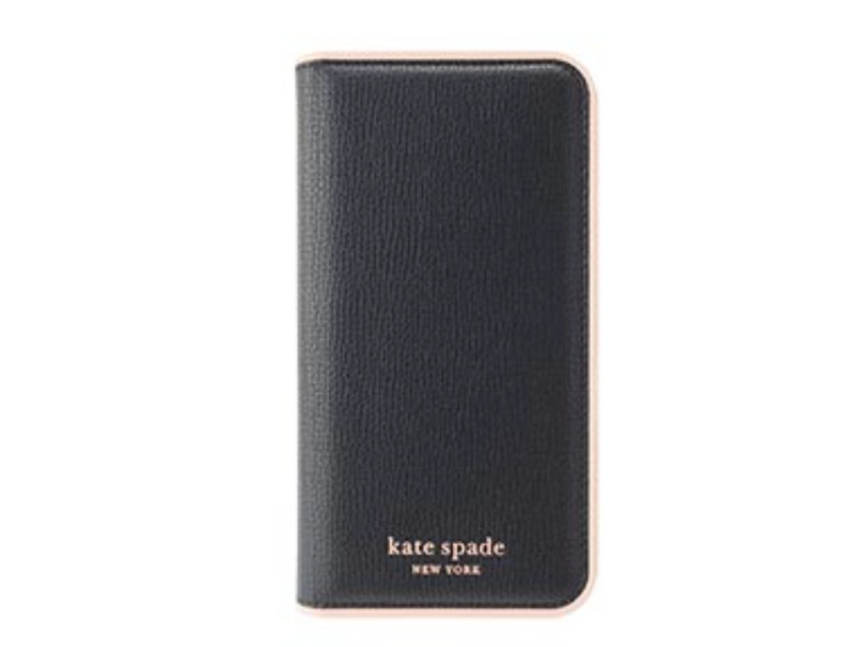 iPhone14 Plus用 kate spade（R）ブックタイプケース／Black×Pale
