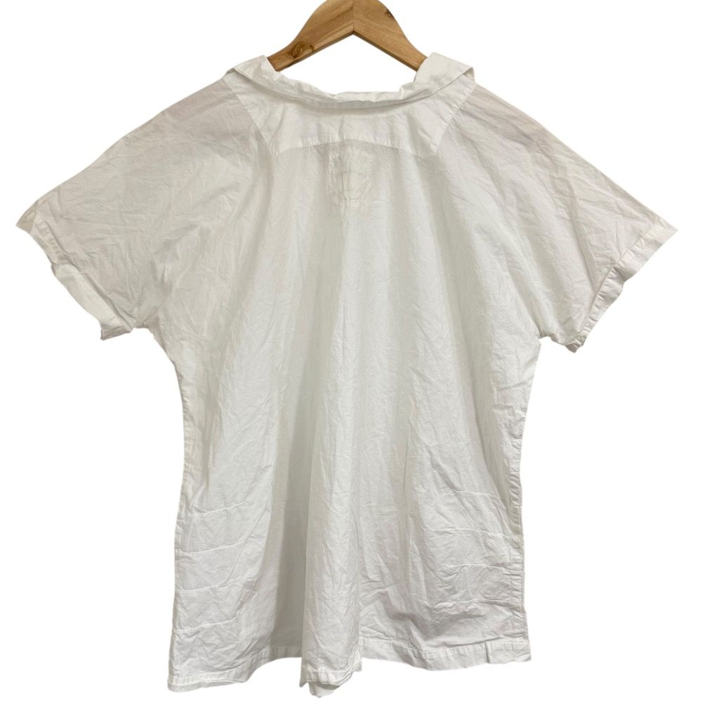 Chez VIDALENC シェヴィダレンク 半袖 オープン ブラウス ホワイト レディース 古着