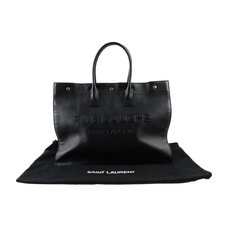 SAINT LAURENT PARIS サンローランパリ トートバッグ 587273 レザー ブラック シルバー金具 リヴ ゴーシュ ハンドバッグ  【本物保証】