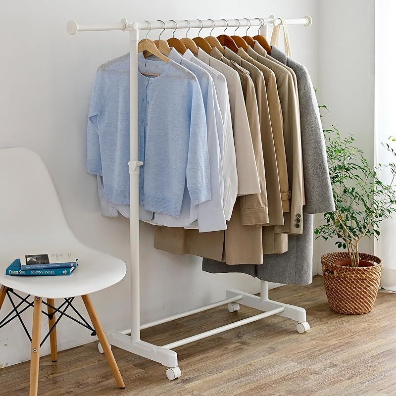 山善(YAMAZEN) ハンガーラック キャスター付き 縦/横伸縮 シングル 幅