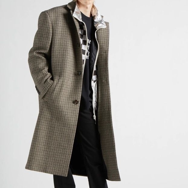 CELINE セリーヌ 21AW HIGH NECK COLLAR COAT IN HOUNDSTOOTH WOOL 