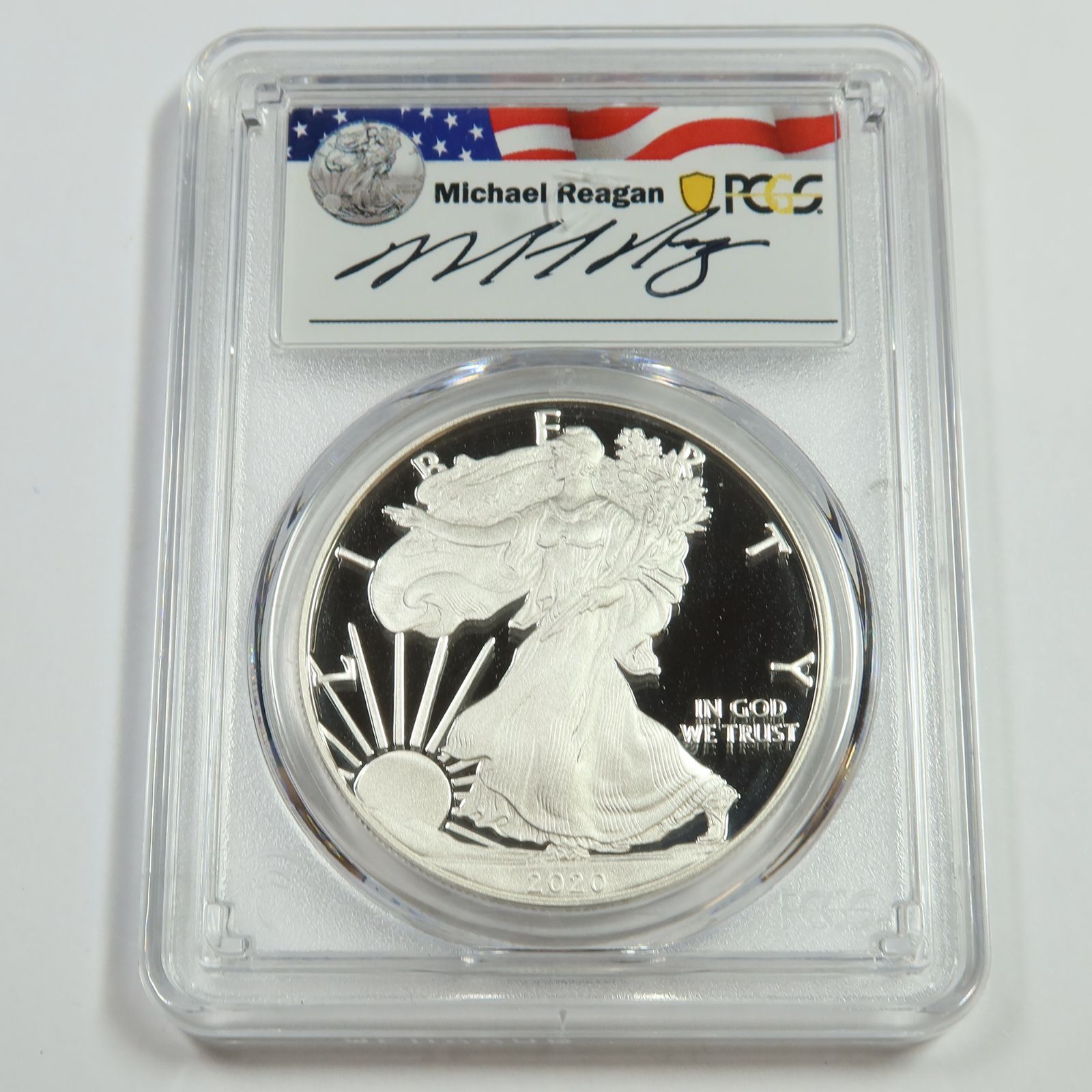 2020 S PCGS PR70 DCAM PROOF - Reagan 1 oz Silver American Eagle SAE Coin