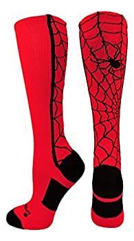 Crazy Spider Web over the calfアスレチックソックス S レッド