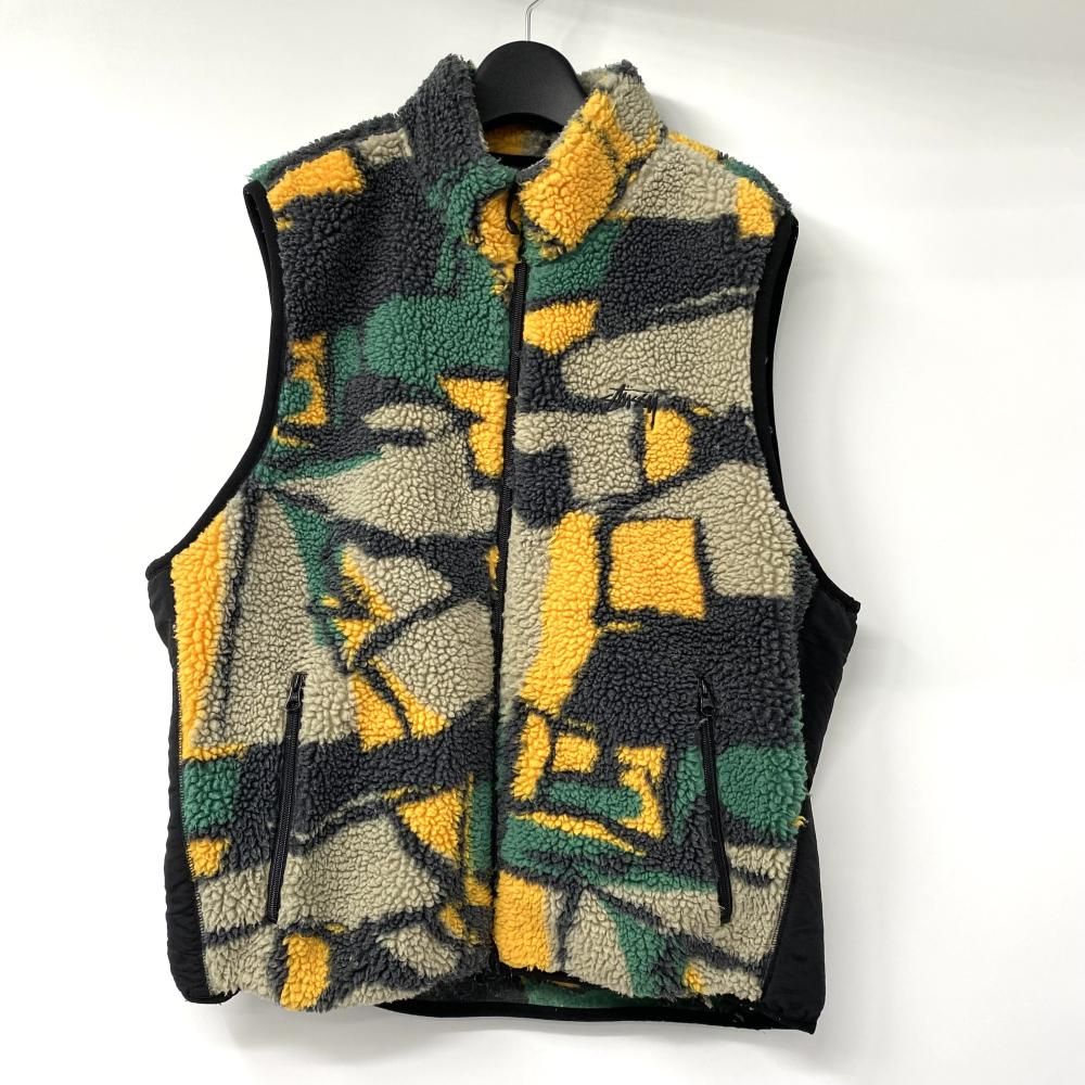 中古】STUSSY ジップフリースベスト マルチカラー サイズL 中古】STUSSY ジップフリースベスト マルチカラー サイズL