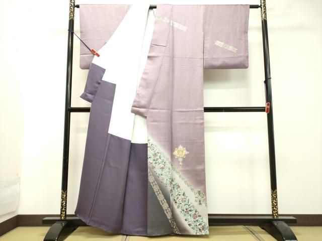 平和屋着物○訪問着 螺鈿 正倉院鳳凰花文 暈し染め 銀彩 正絹 逸品