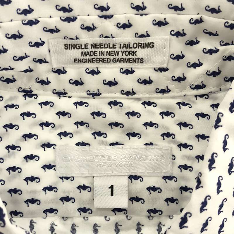 【ENGINEEREDGARMENTS】Short Collar Shirt Seahorse Print長袖シャツ 美品】 Engineered Garments / エンジニアドガーメンツ | Short Collar