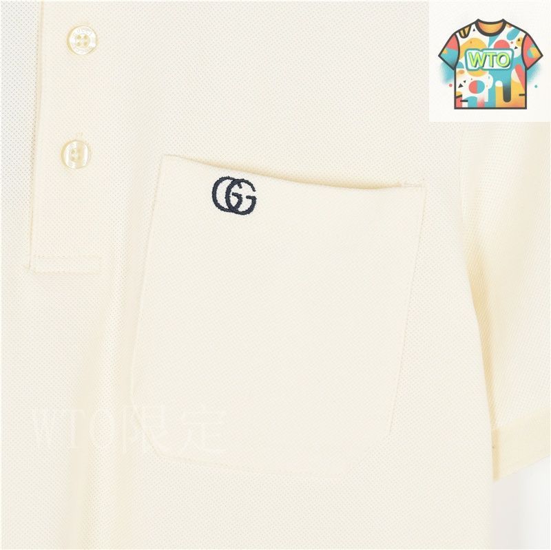 GUCCI ミケーレ期 ポロシャツ 今日特価】Gucci 2025SS ポケット双 G 刺繍 襟カラーブロック