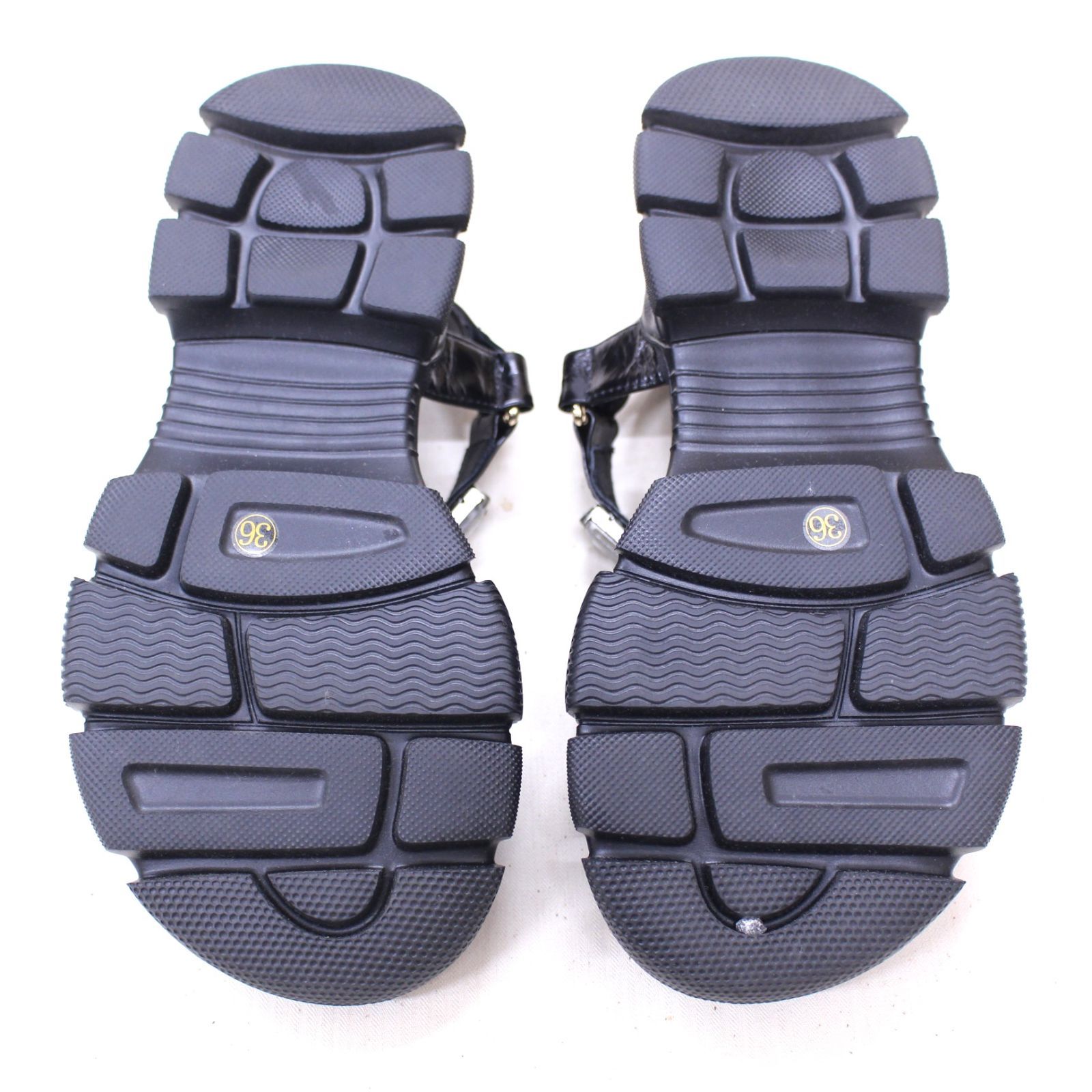 MANA マナ ビジューサンダル 36 BLK|黒 KIN-KAAI_COM