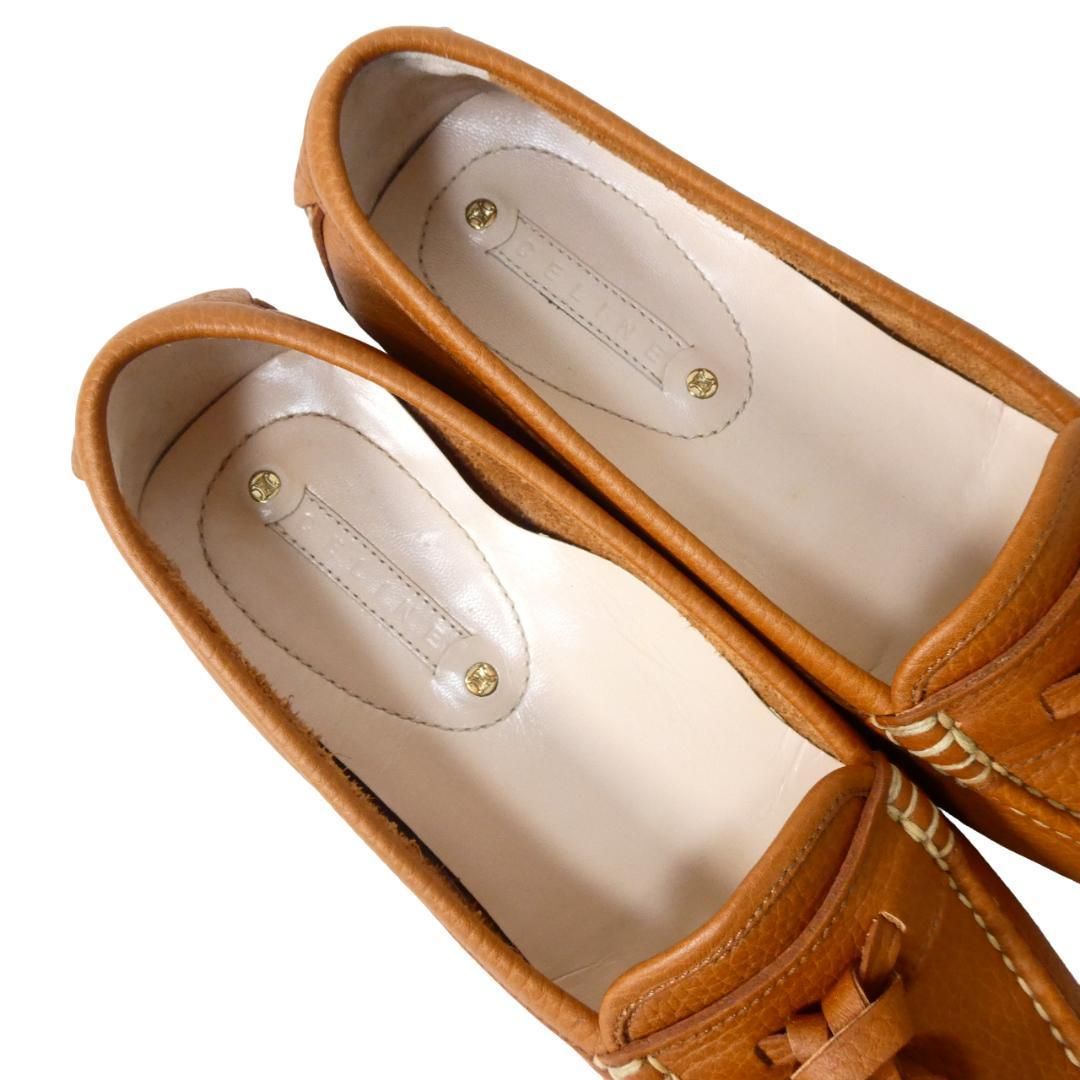 美品　セリーヌ　ドライビングシューズ　レザー　ブラウン　トリオンフ　35 超希少 美品 セリーヌ ドライビングシューズ レザー ブラウン トリオンフ 35