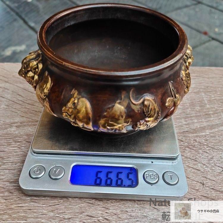 新品未使用】銅 細工 十二支香炉 茶道香炉 挿し香炉 仏堂香炉