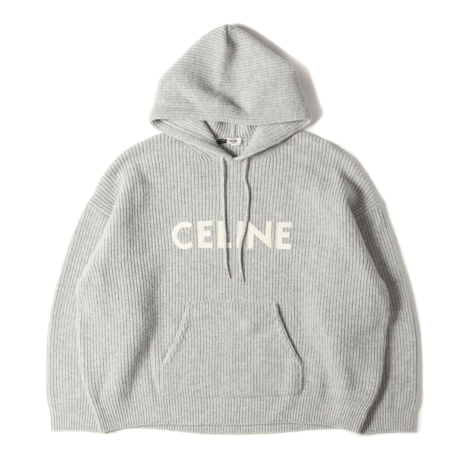 美品 CELINE セリーヌ フードセーター リブ編み ウール ニットパーカー CELINE セリーヌ ニット パーカー 2A85W423P.08GC レディース