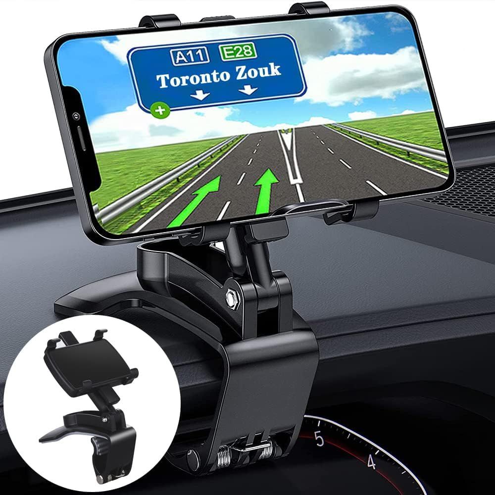 車 スマホホルダー 【2024アップグレード版】 視線を落とさず安全運転 360度回転 ホルダー 適切な角度に調整 安定性拔群 車載 取り付け簡単 転落防止 クリップ式 ダッシュボード・バックミラ