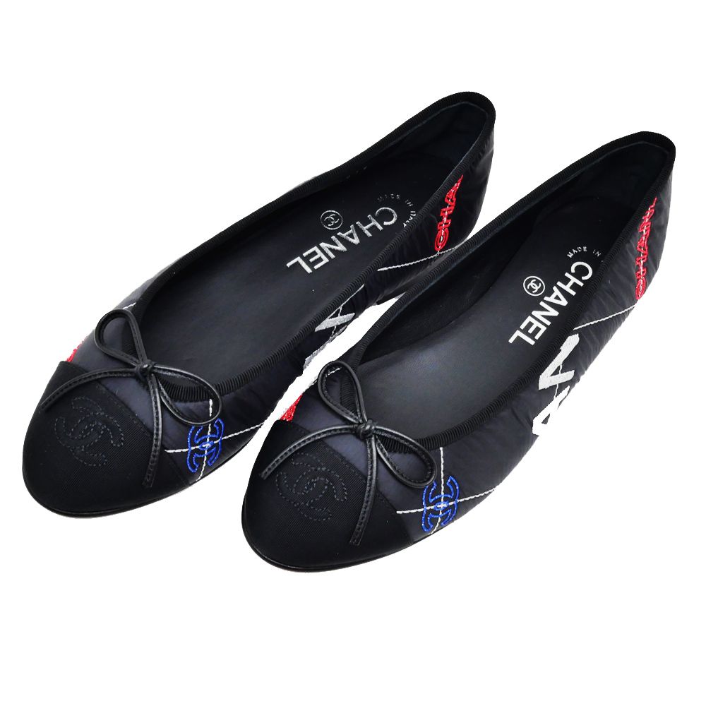 名東】シャネル バレリーナシューズ ブラック 黒 ココマーク