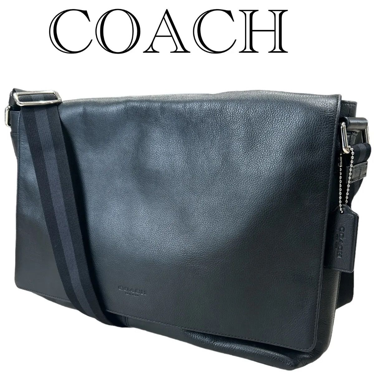 COACH チャールズ メッセンジャー ショルダーバッグ レザー　ブラック COACH - コーチ ショルダーバッグ メッセンジャーバッグ チャールズ 大