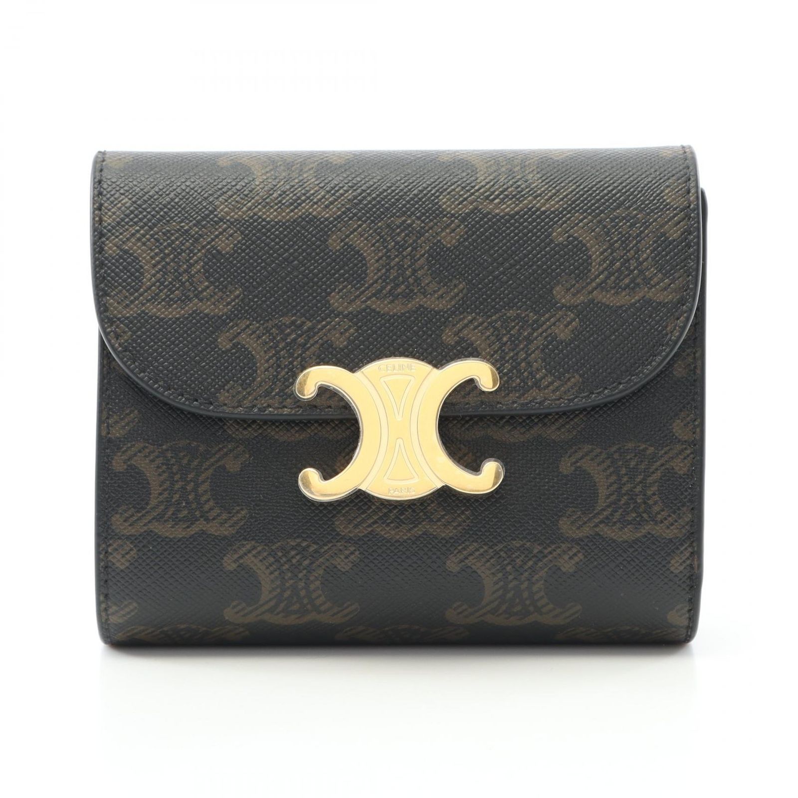 セリーヌ CELINE 三つ折り財布 スモール トリオンフウォレット 10D782CQH04LU タン PVCコーティングキャンバス レザー 三つ折り財布 レディース