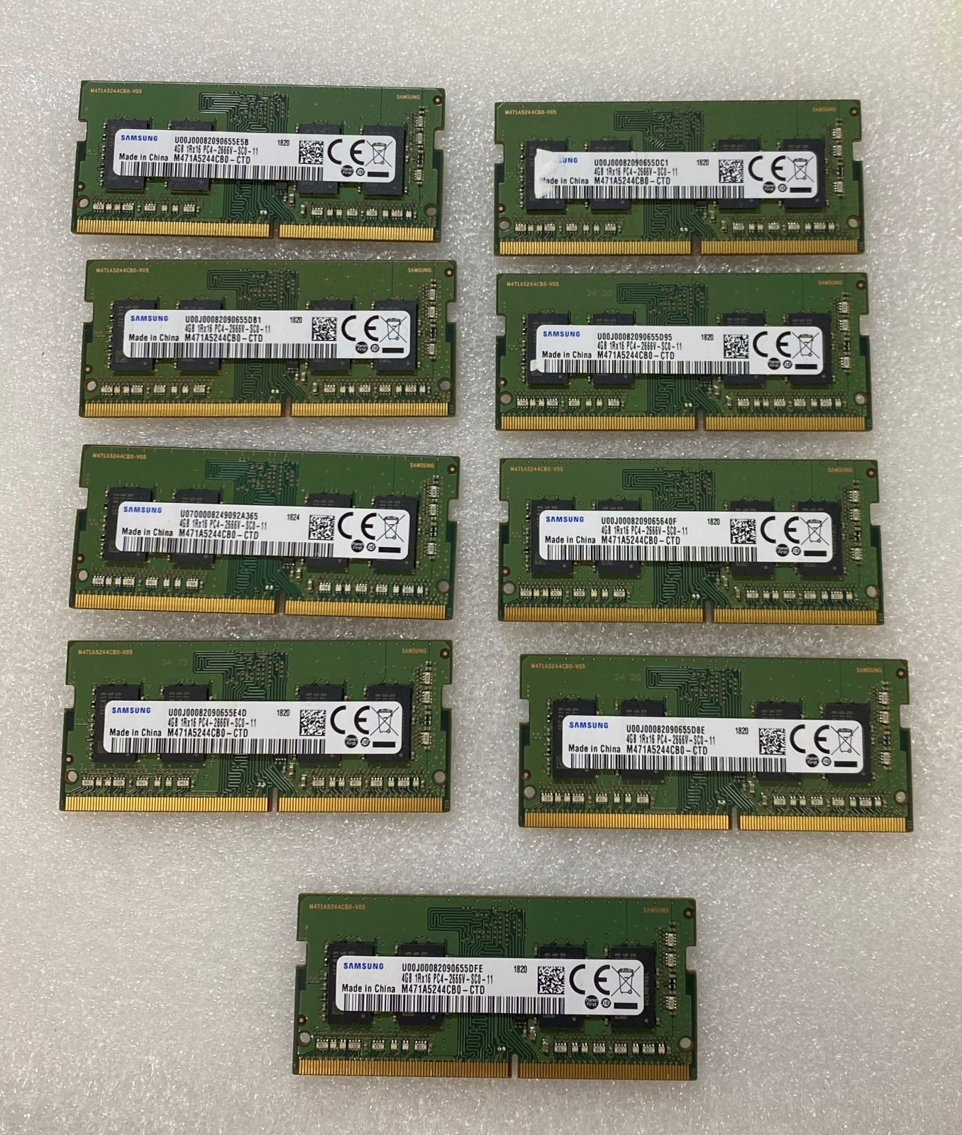 SAMSUNG 4GB 1Rx16 PC4-2666V ※9枚セット※ www.ch4x4.com