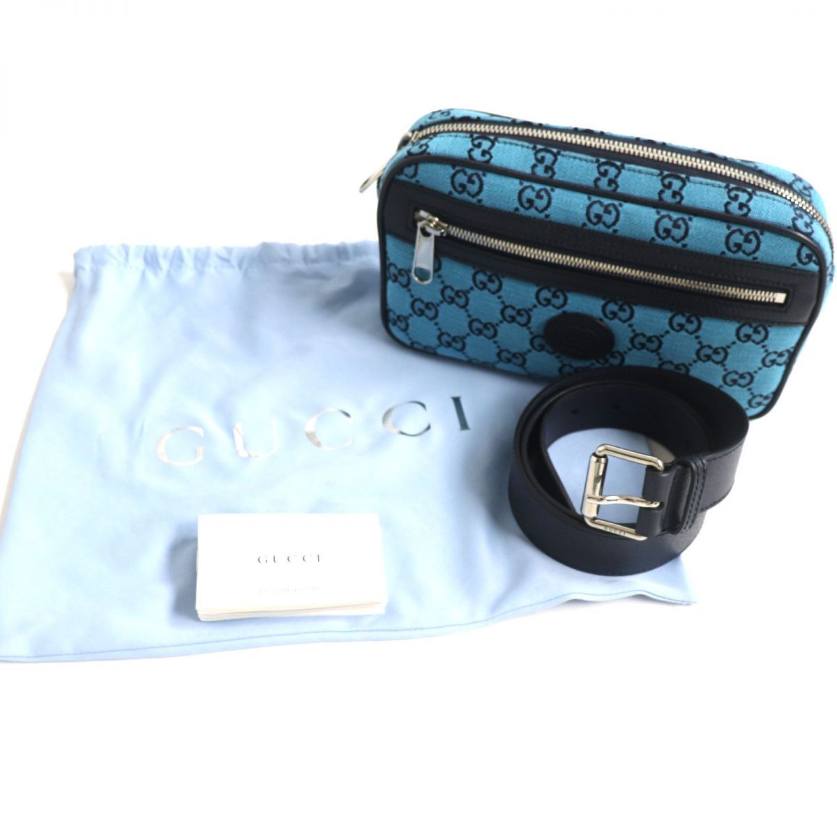 未使用品▽GUCCI グッチ 658657 GGキャンバス×レザー ベルトバッグ