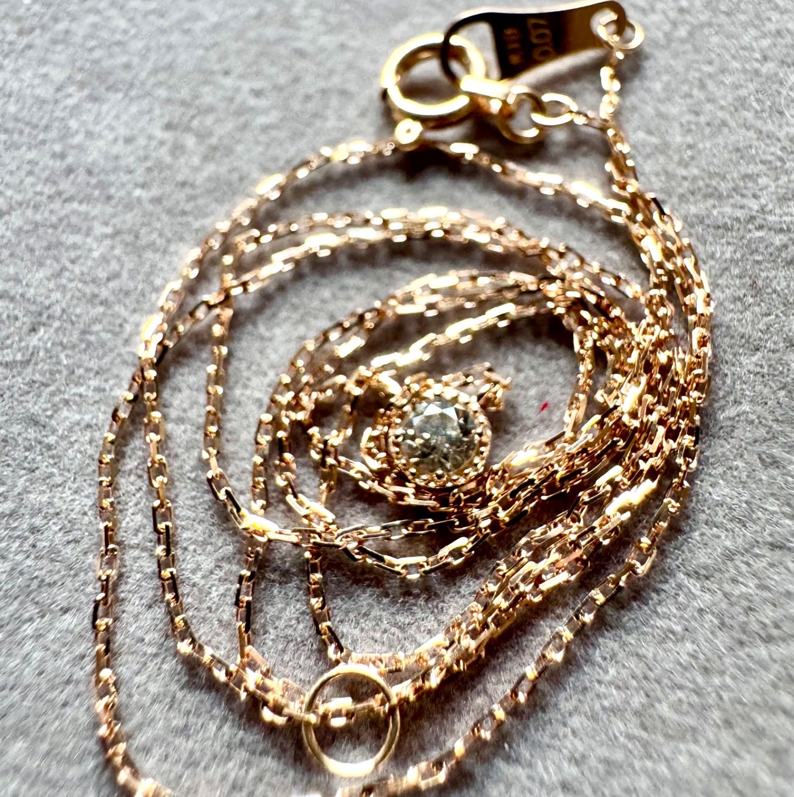 【おまけ付】 agete◇K18PG*ミルグレインダイヤモンド*フリルネックレス アクセサリー