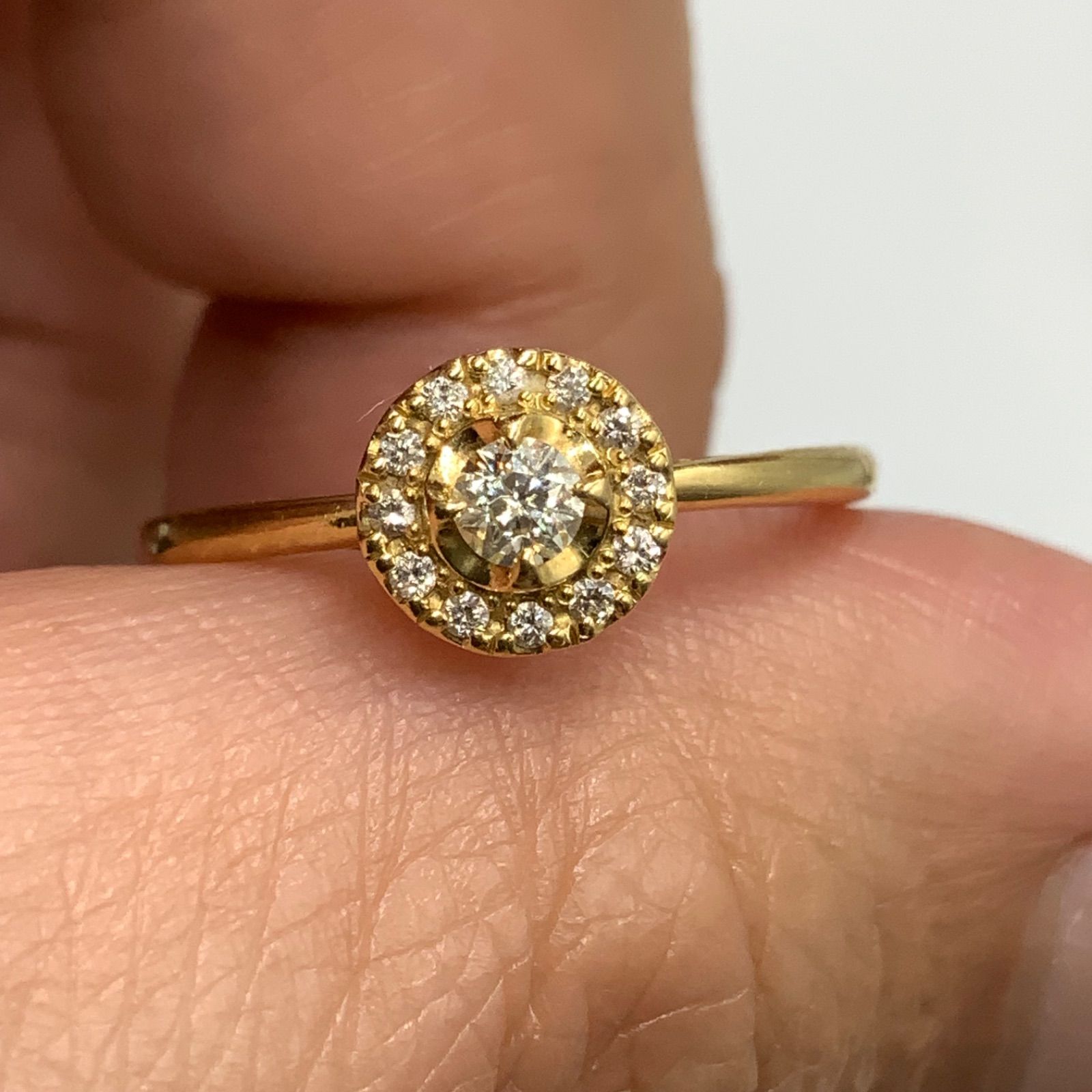 K18 18金 スターダイヤ リング 2g 約9号 0.088ct 0.05ct WISH UPON A 