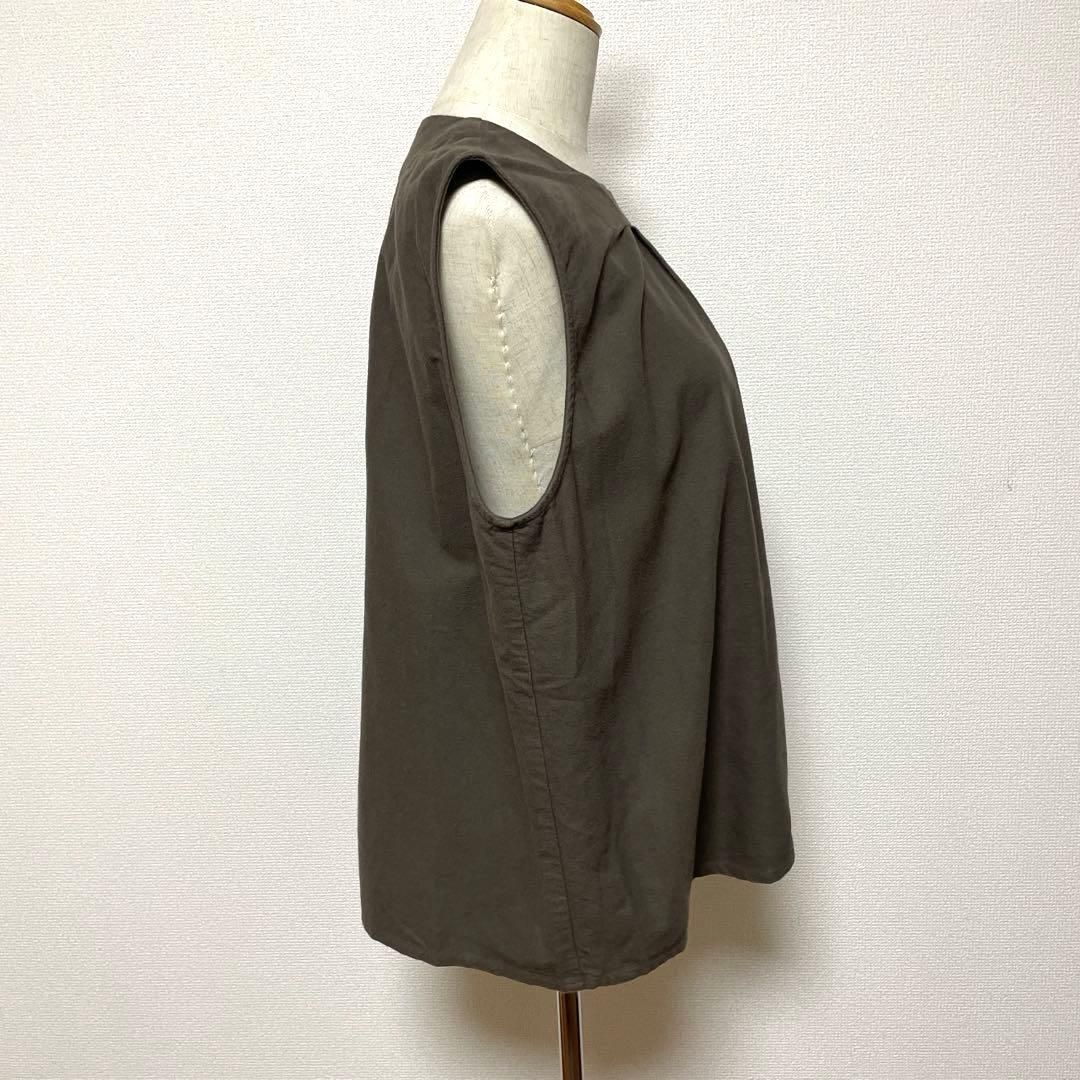 オオカミとフクロウ ダークブラウン ノースリーブ トップス コットン